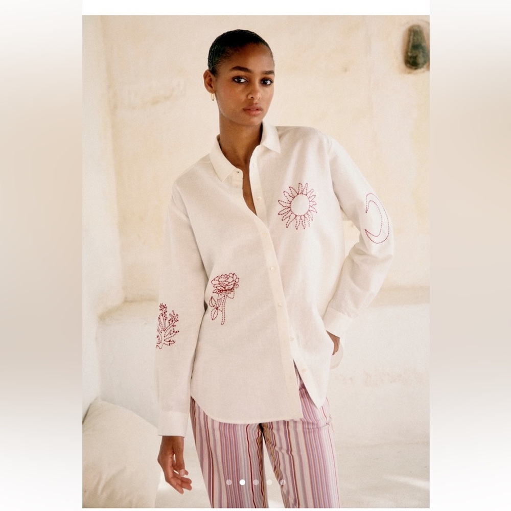 Never worn embroidered Sézane Marzia Shirt